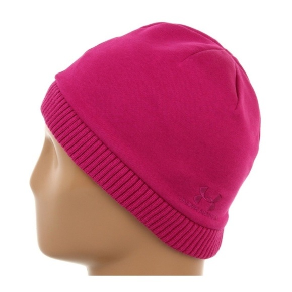 New Under Armour UA Storm Beanie Winter Snow Hat Cap Pink Cold Gear Womens - Picture 1 of 5